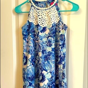 Girls Lilly Pulitzer Blue & White Floral Dress